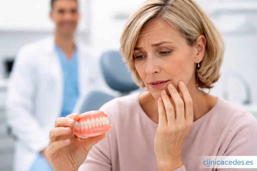 mujer dice no me adapto a la protesis dental