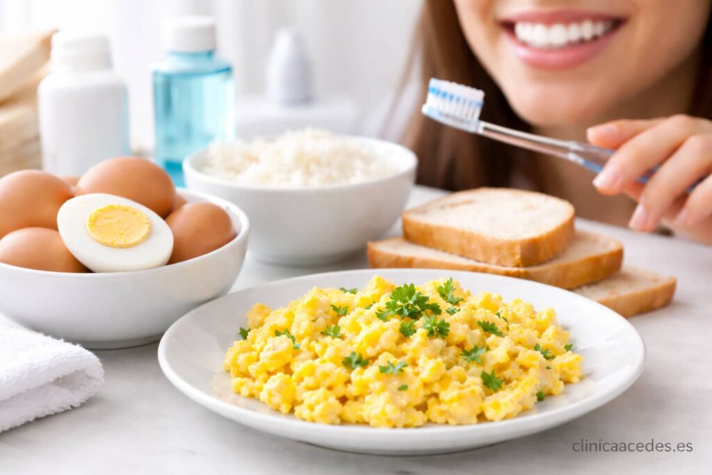 comer huevo después de un blanqueamiento dental