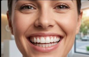Primer plano de una sonrisa perfecta con carillas dentales naturales en Clínica Cedes Vila Navarro, Valencia.