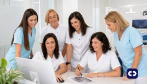 Equipo de Clínica Cedes reunido trabajando para ofrecer una atención dental profesional y personalizada a sus pacientes.